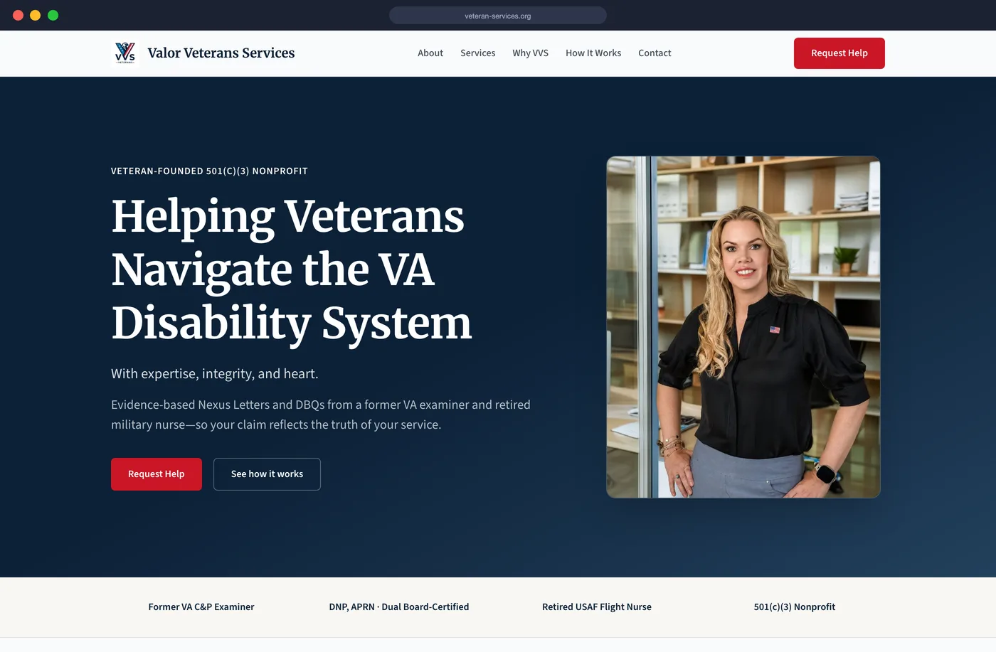 Valor Veterans Services website